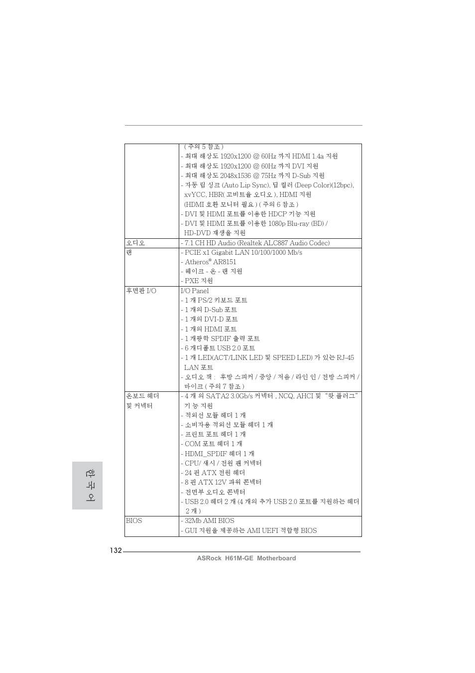 한 국 어 | ASRock H61M-GE User Manual | Page 132 / 181