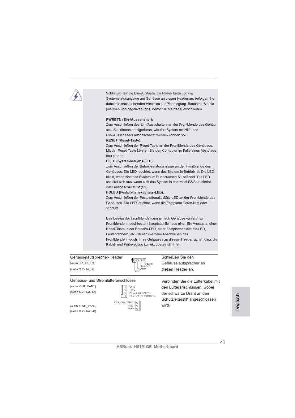 Deutsch | ASRock H61M-GE User Manual | Page 41 / 181