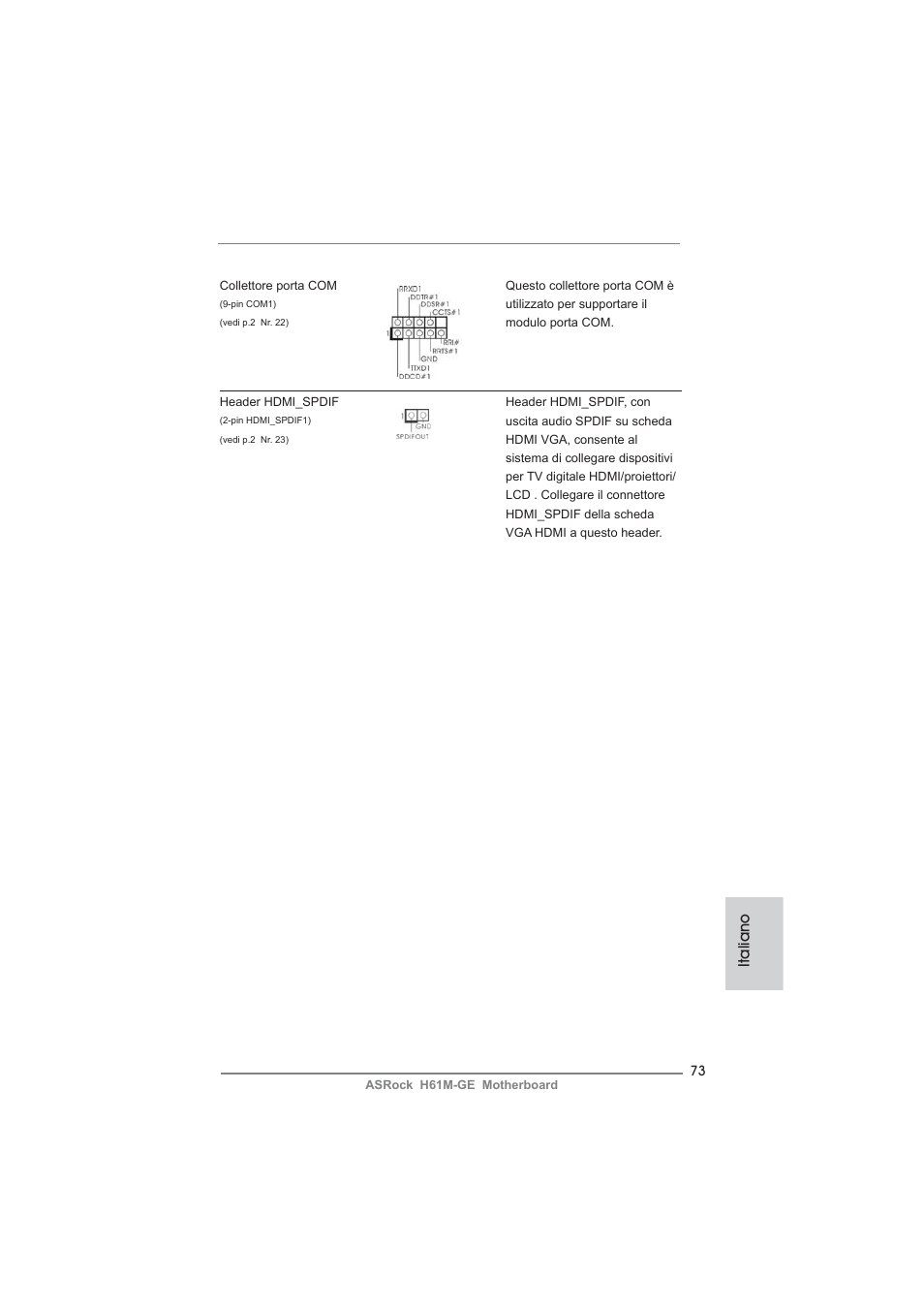 Italiano | ASRock H61M-GE User Manual | Page 73 / 181