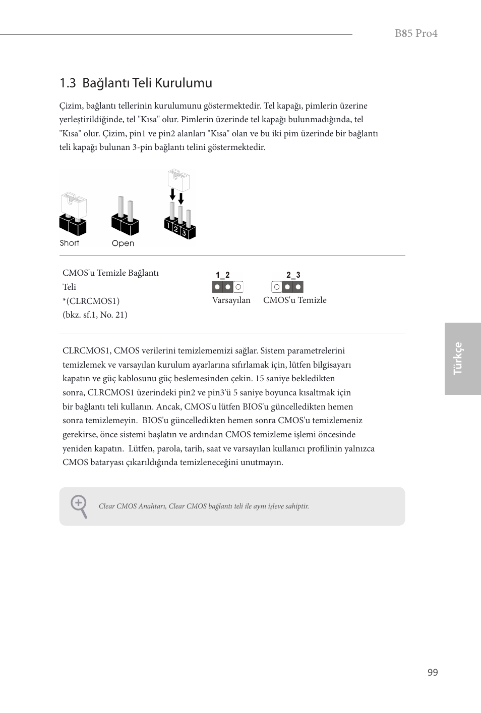 3 bağlantı teli kurulumu | ASRock B85 Pro4 User Manual | Page 101 / 163