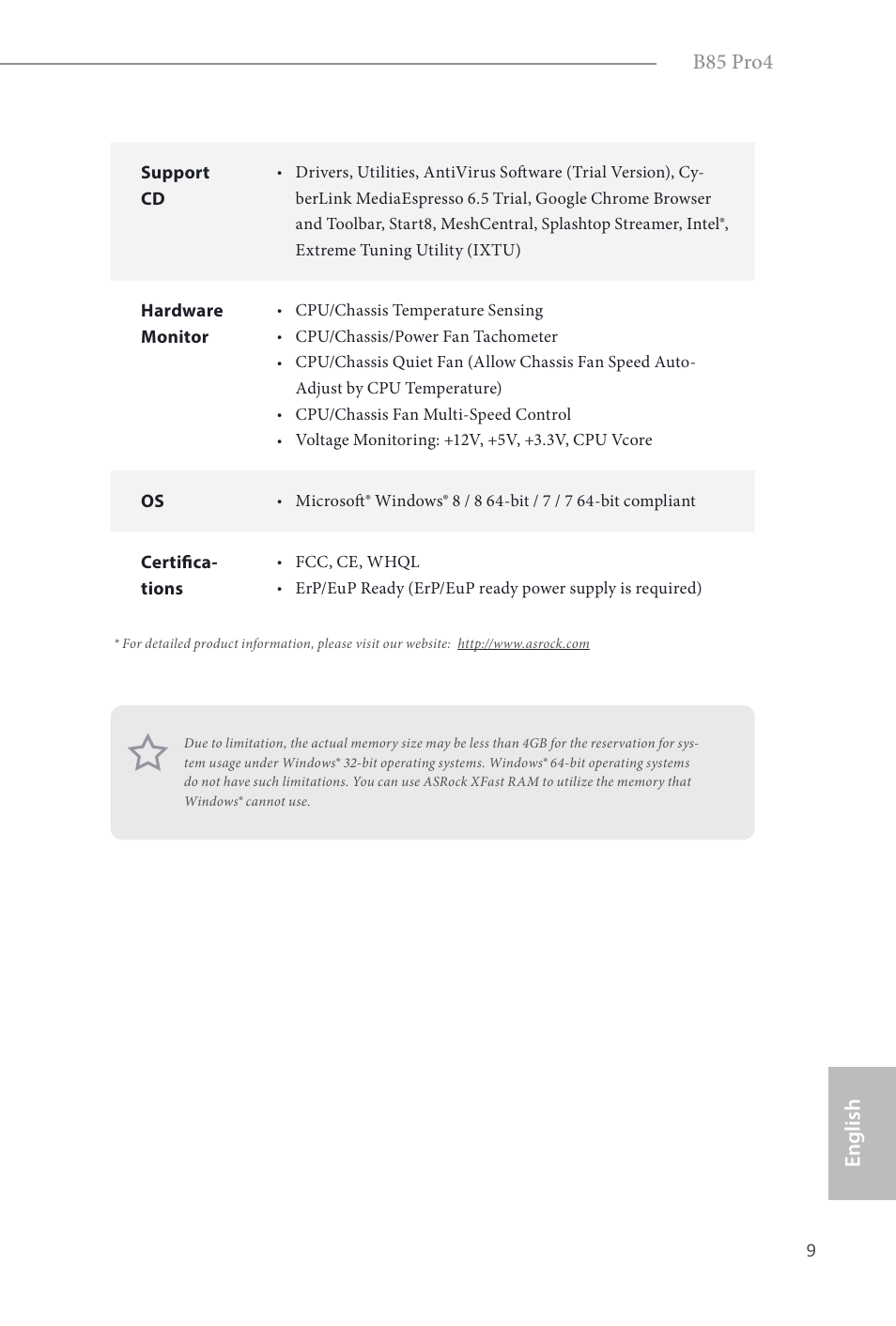 B85 pro4, English | ASRock B85 Pro4 User Manual | Page 11 / 163