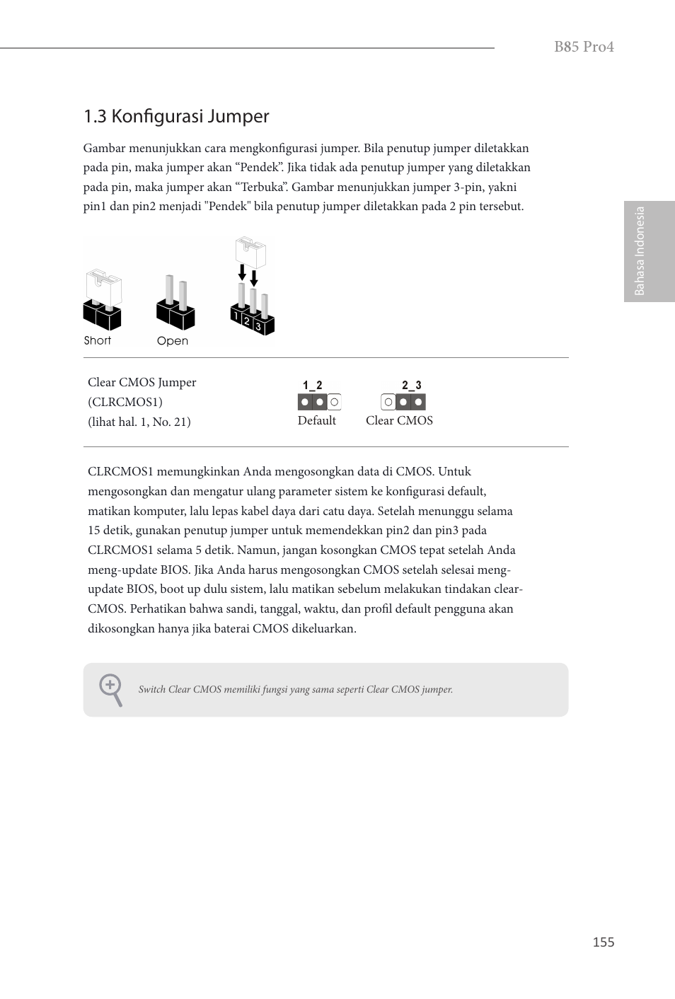 3 konfigurasi jumper, B 8 5 pro4 | ASRock B85 Pro4 User Manual | Page 157 / 163