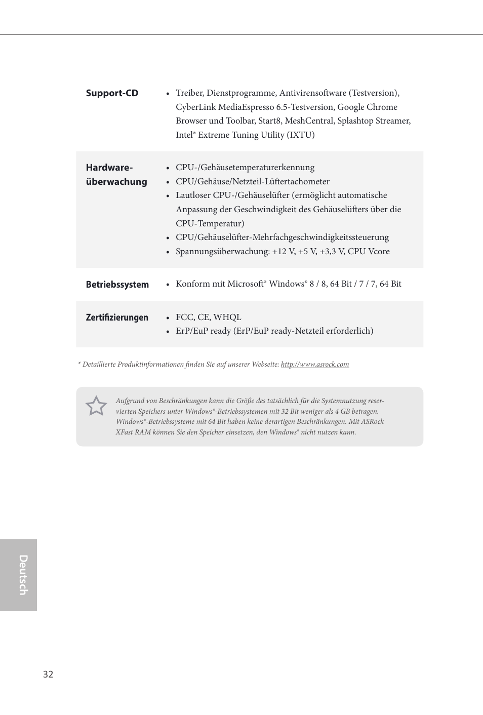 Deutsch | ASRock B85 Pro4 User Manual | Page 34 / 163