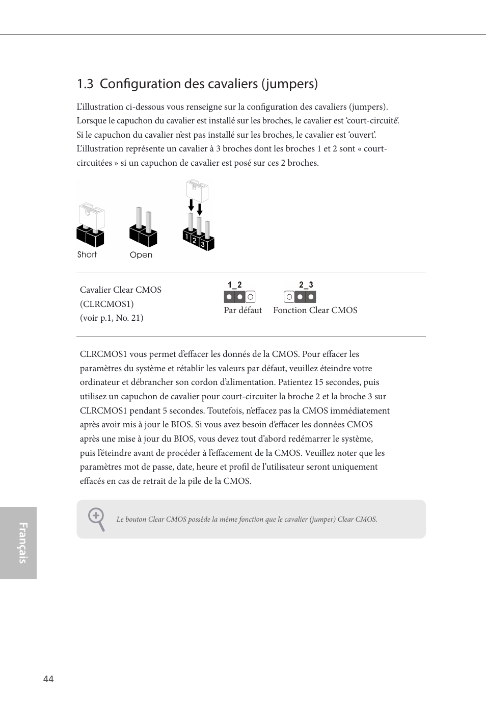 3 configuration des cavaliers (jumpers) | ASRock B85 Pro4 User Manual | Page 46 / 163