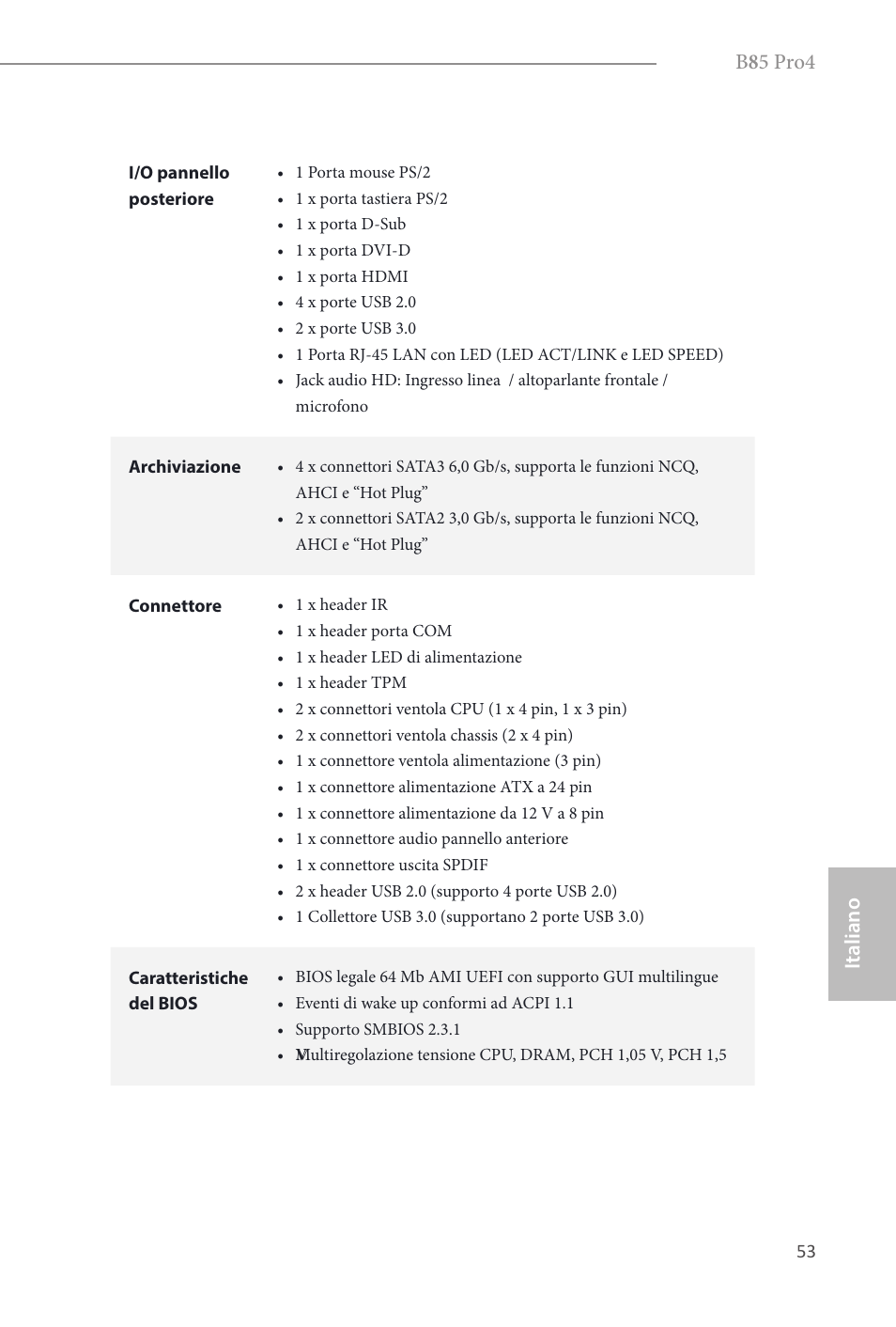 B 8 5 pro4, Italiano | ASRock B85 Pro4 User Manual | Page 55 / 163