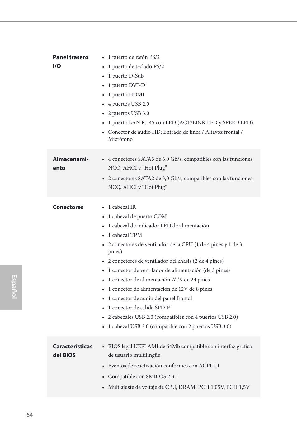 Español | ASRock B85 Pro4 User Manual | Page 66 / 163