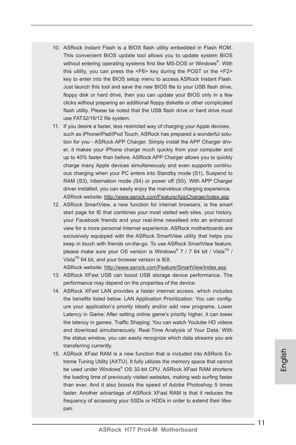 English, Asrock h77 pro4-m motherboard | ASRock H77 Pro4-M User Manual | Page 11 / 230
