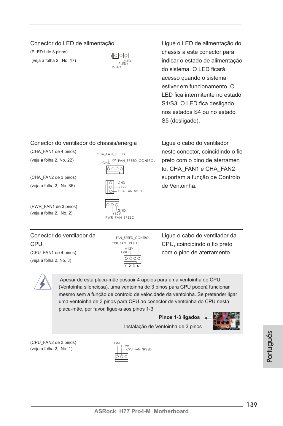 Por tuguês | ASRock H77 Pro4-M User Manual | Page 139 / 230
