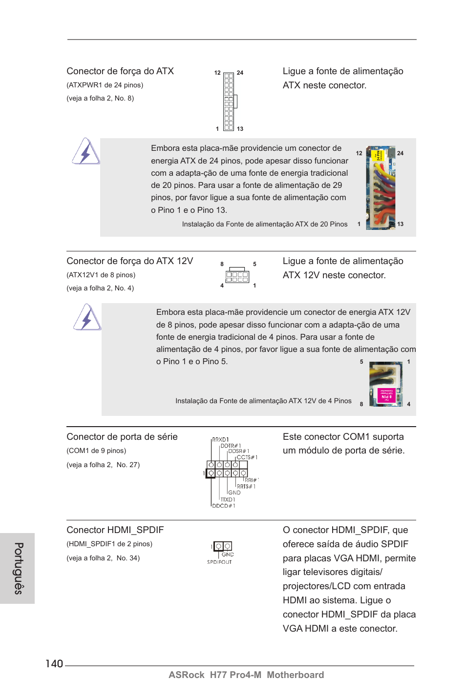 Por tuguês | ASRock H77 Pro4-M User Manual | Page 140 / 230