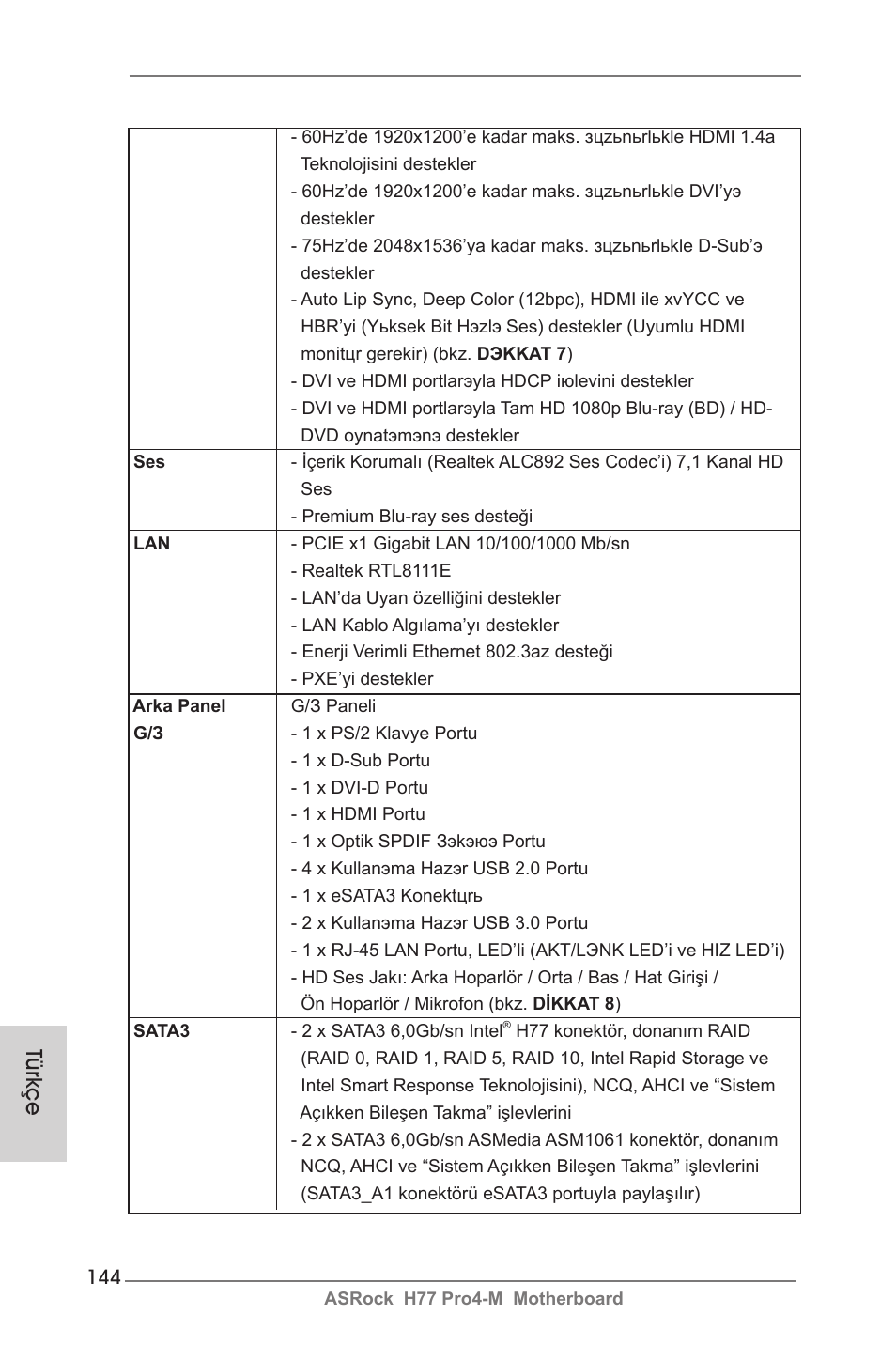 Türkçe | ASRock H77 Pro4-M User Manual | Page 144 / 230