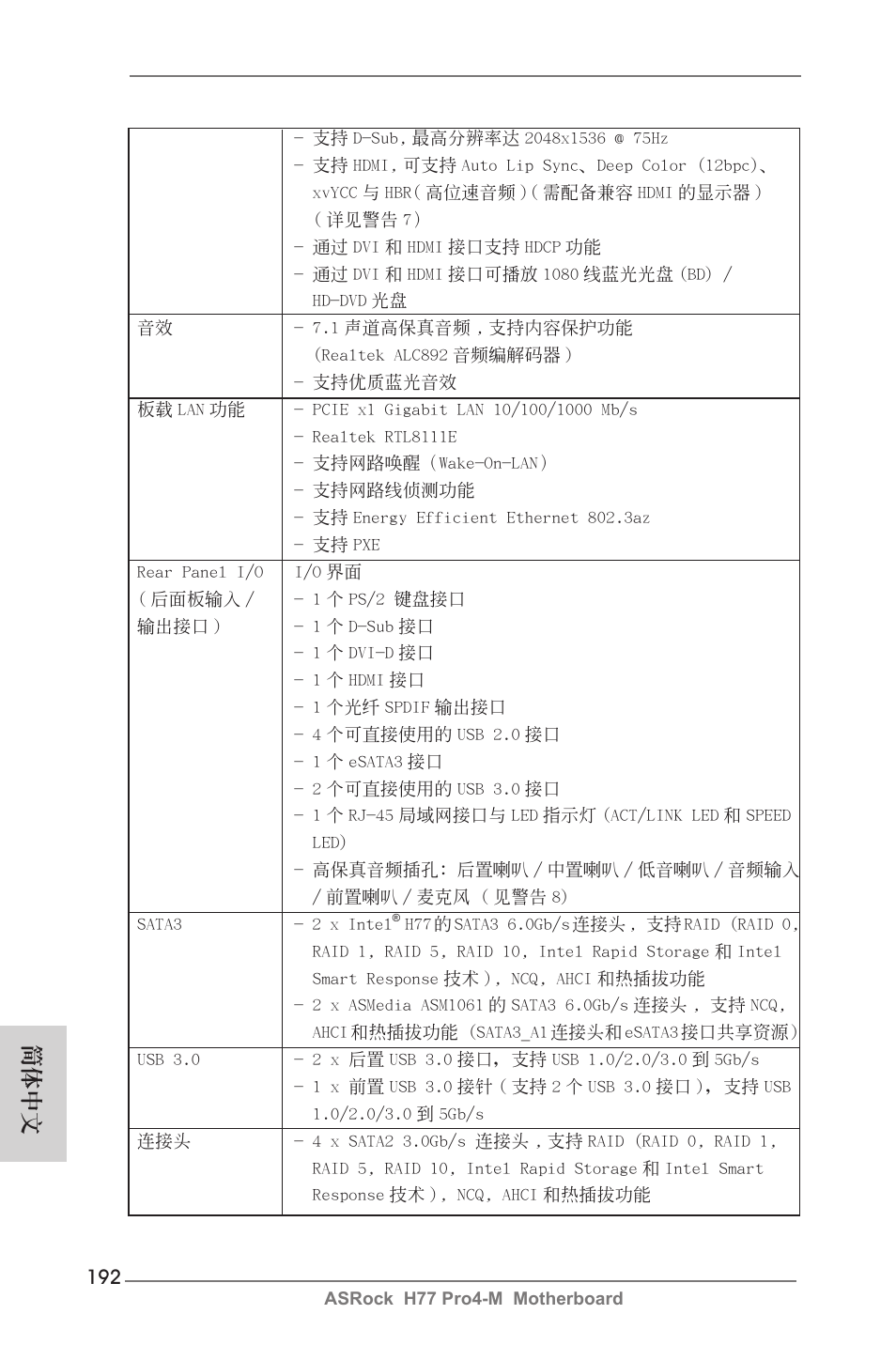 簡體中文 | ASRock H77 Pro4-M User Manual | Page 192 / 230