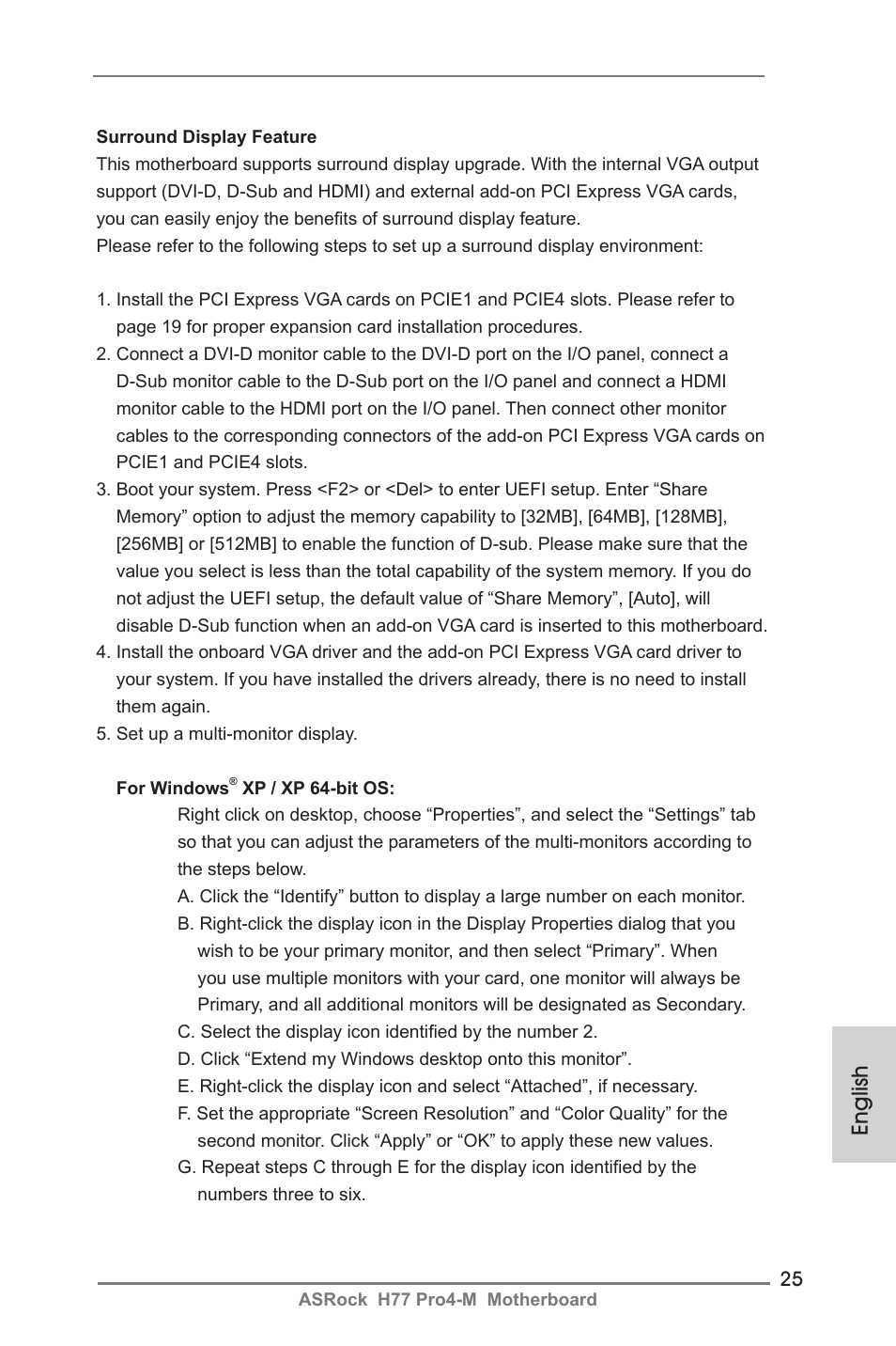 English | ASRock H77 Pro4-M User Manual | Page 25 / 230