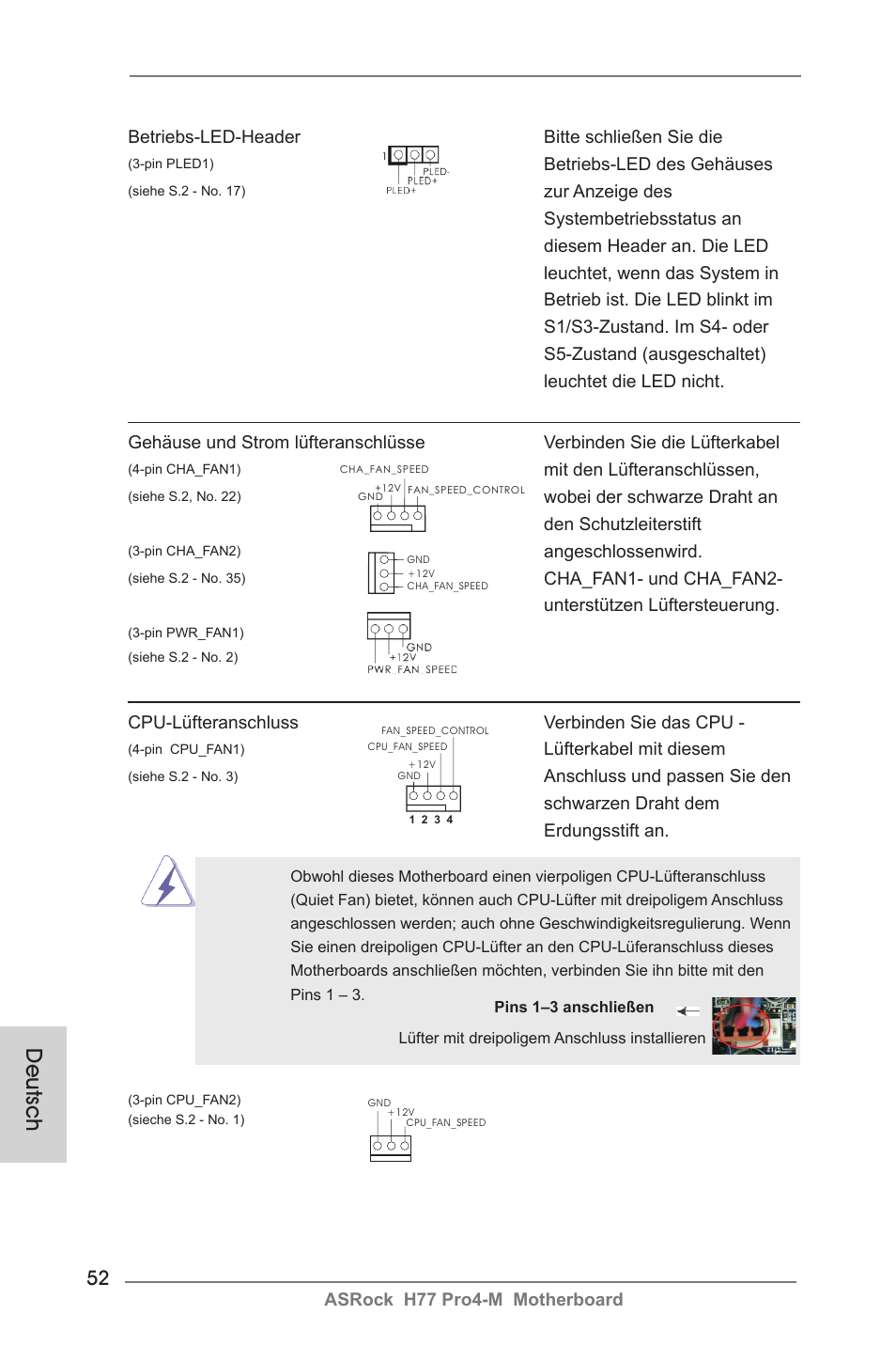 Deutsch | ASRock H77 Pro4-M User Manual | Page 52 / 230