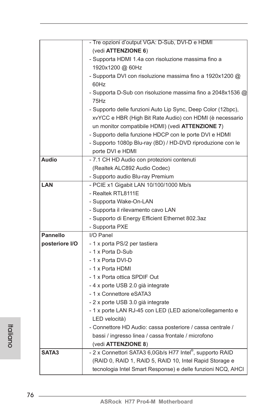 Italiano | ASRock H77 Pro4-M User Manual | Page 76 / 230