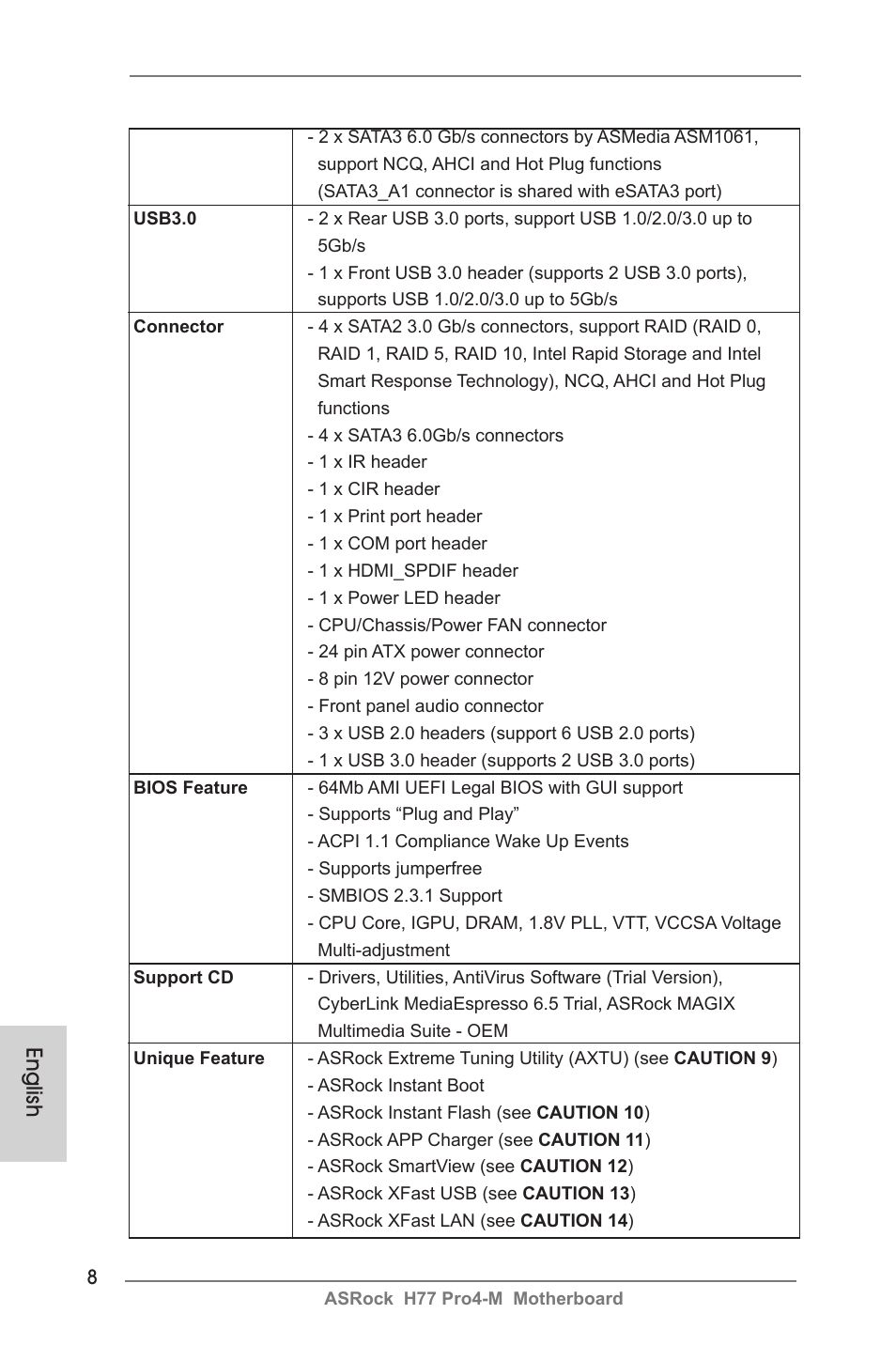 English | ASRock H77 Pro4-M User Manual | Page 8 / 230