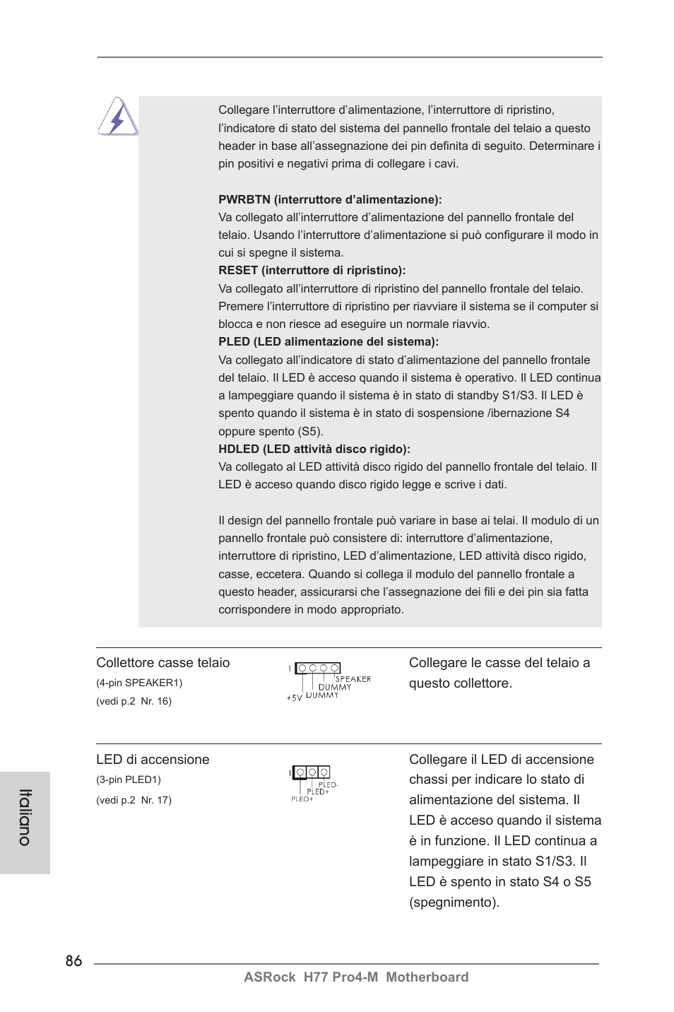 Italiano | ASRock H77 Pro4-M User Manual | Page 86 / 230