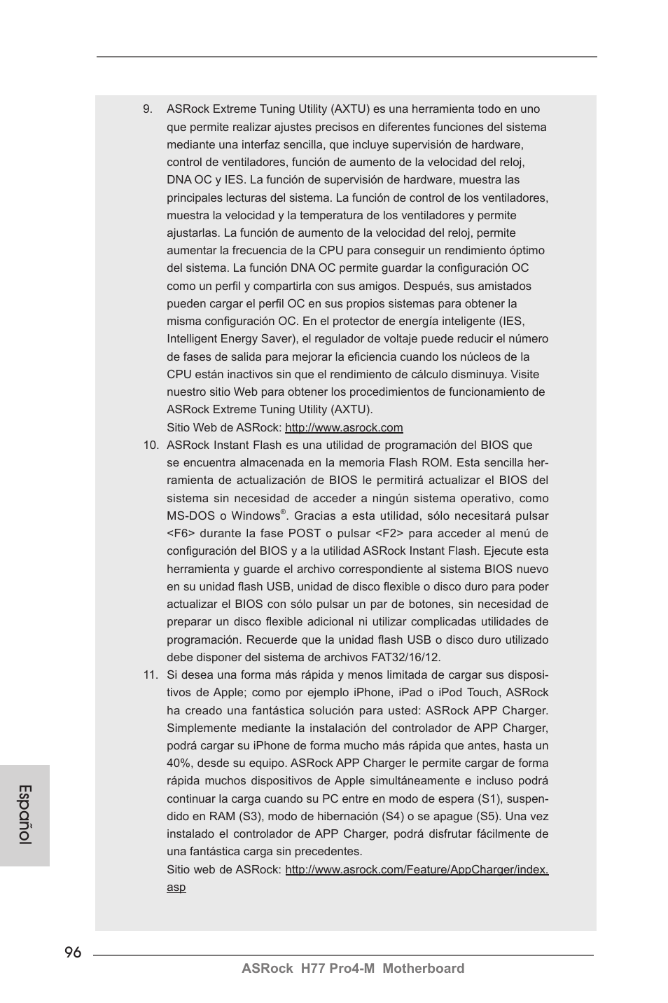 Español | ASRock H77 Pro4-M User Manual | Page 96 / 230