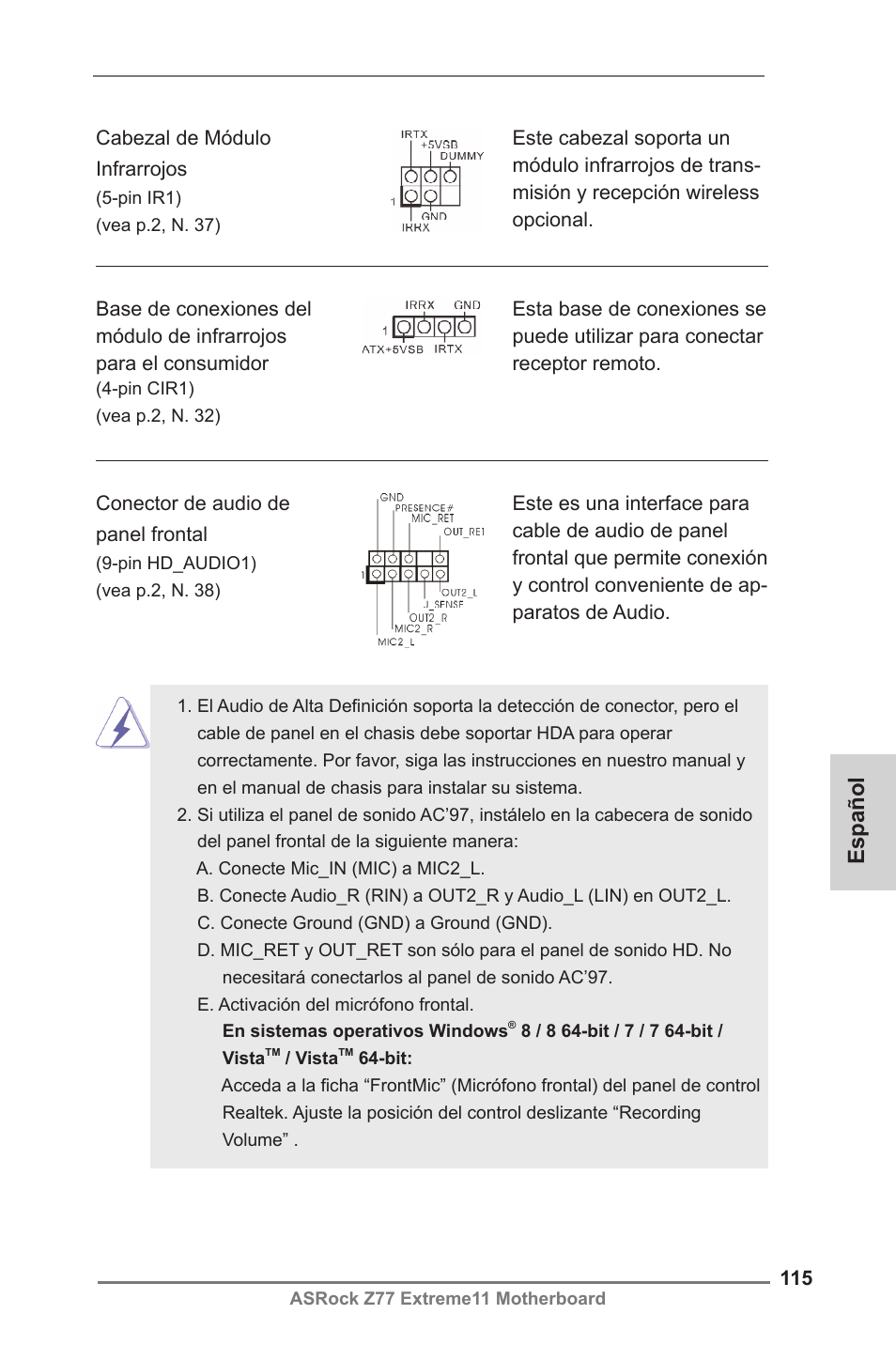 Español | ASRock Z77 Extreme11 User Manual | Page 115 / 241