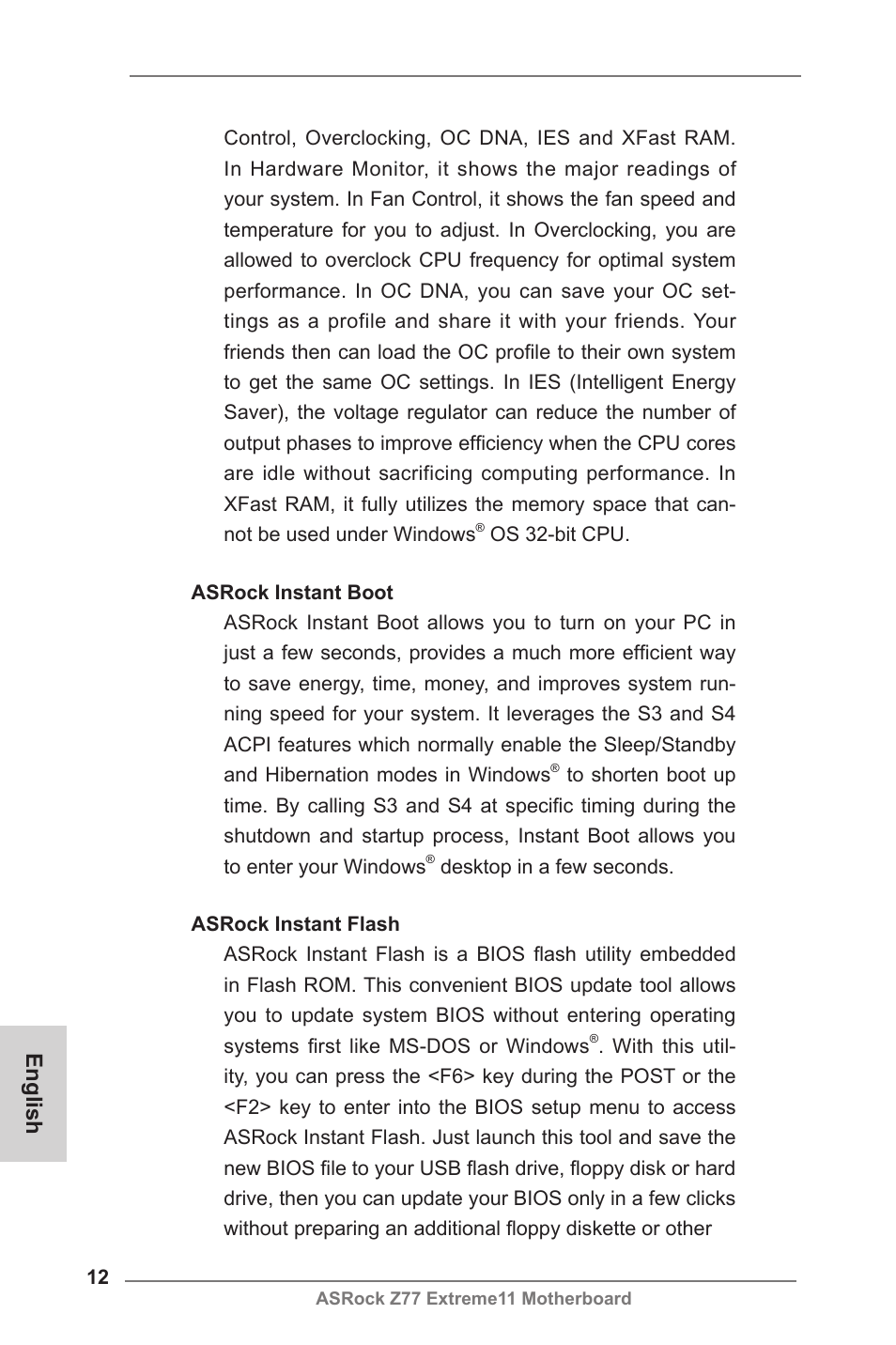 English | ASRock Z77 Extreme11 User Manual | Page 12 / 241