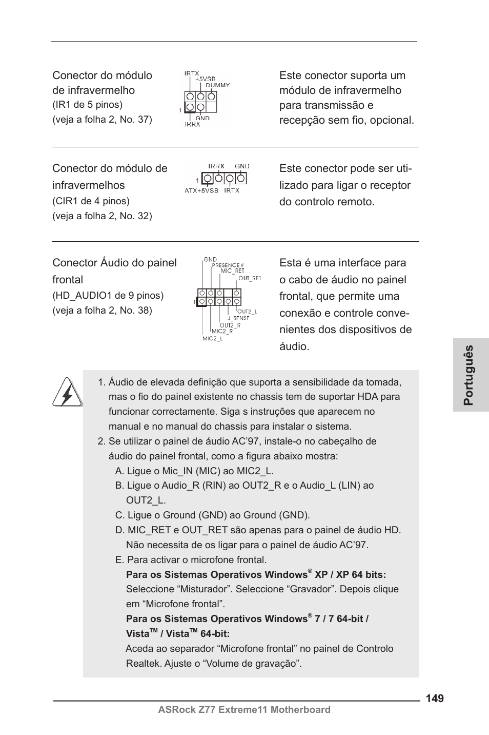 Português | ASRock Z77 Extreme11 User Manual | Page 149 / 241