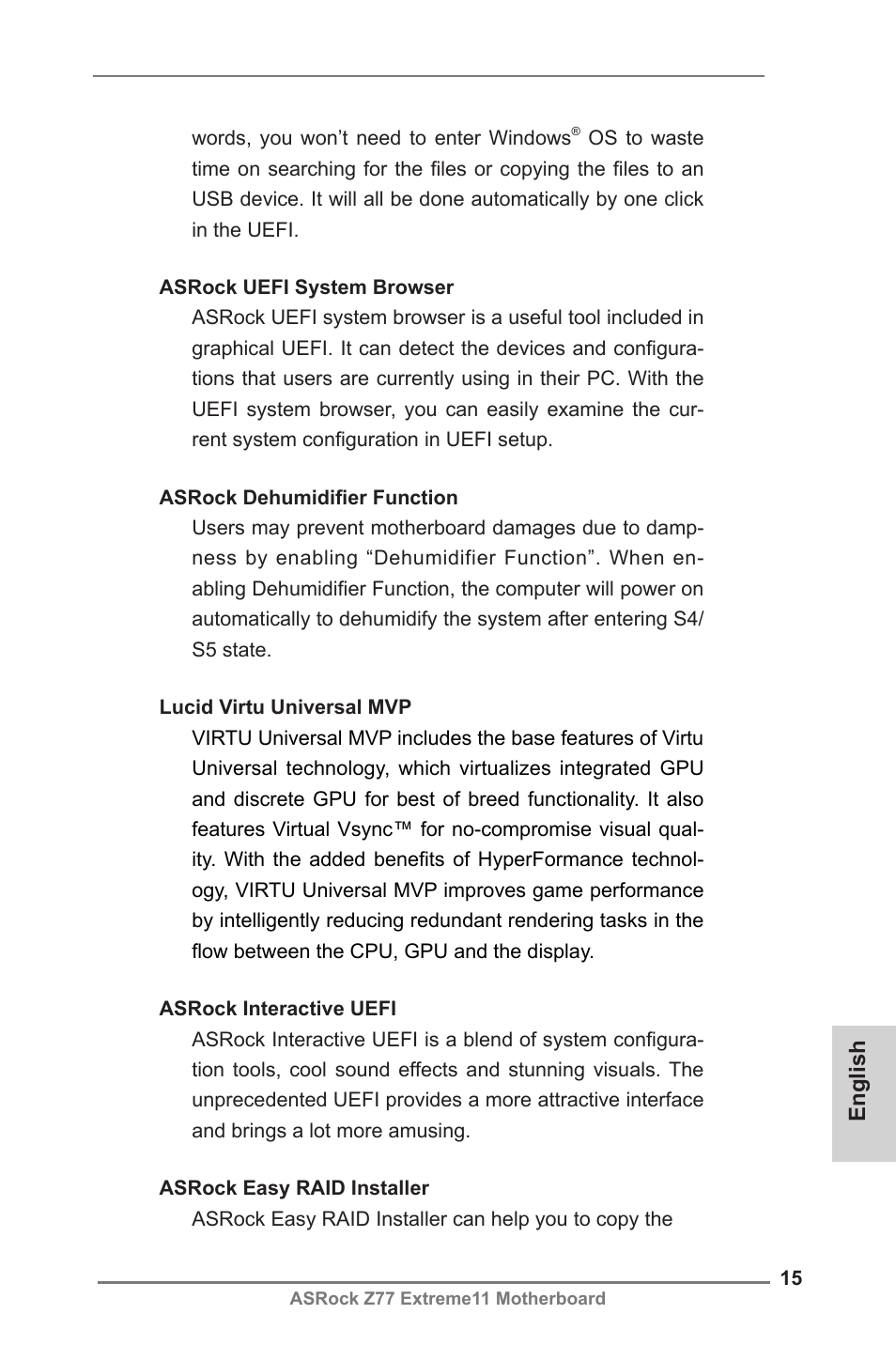 English | ASRock Z77 Extreme11 User Manual | Page 15 / 241