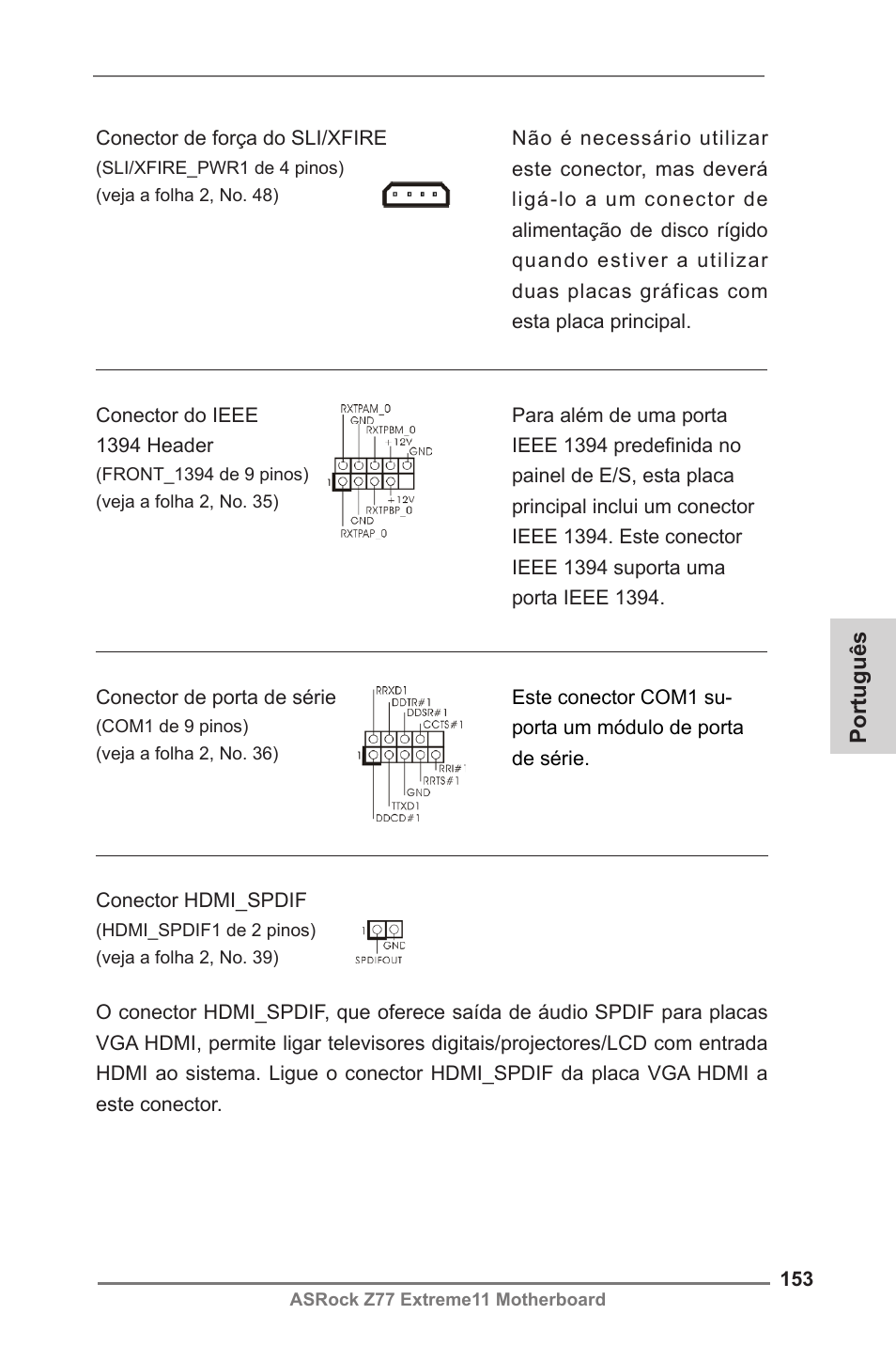 Português | ASRock Z77 Extreme11 User Manual | Page 153 / 241