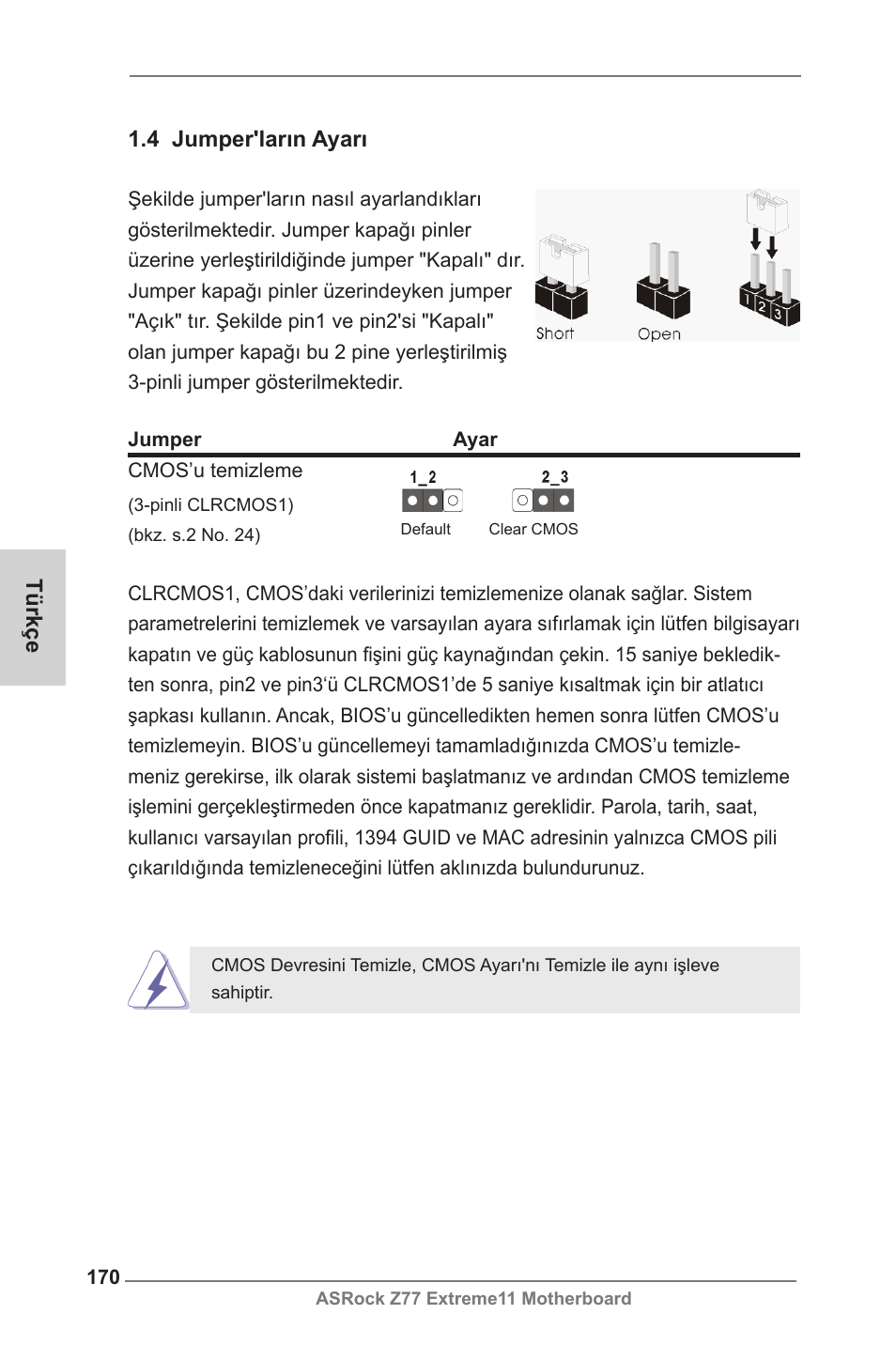 Türkçe 1.4 jumper'ların ayarı | ASRock Z77 Extreme11 User Manual | Page 170 / 241