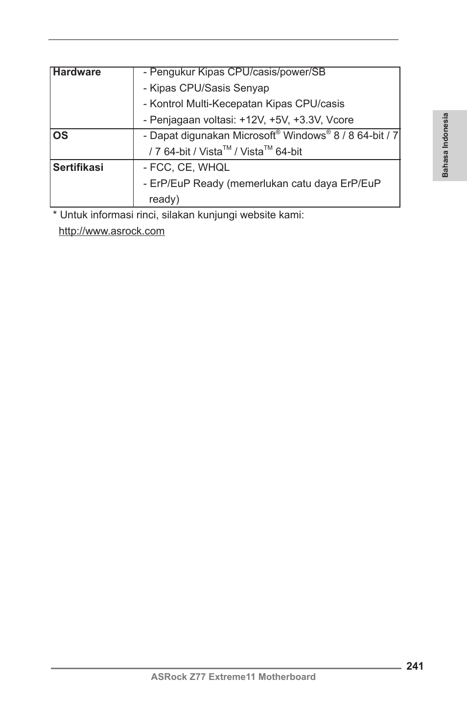 ASRock Z77 Extreme11 User Manual | Page 241 / 241