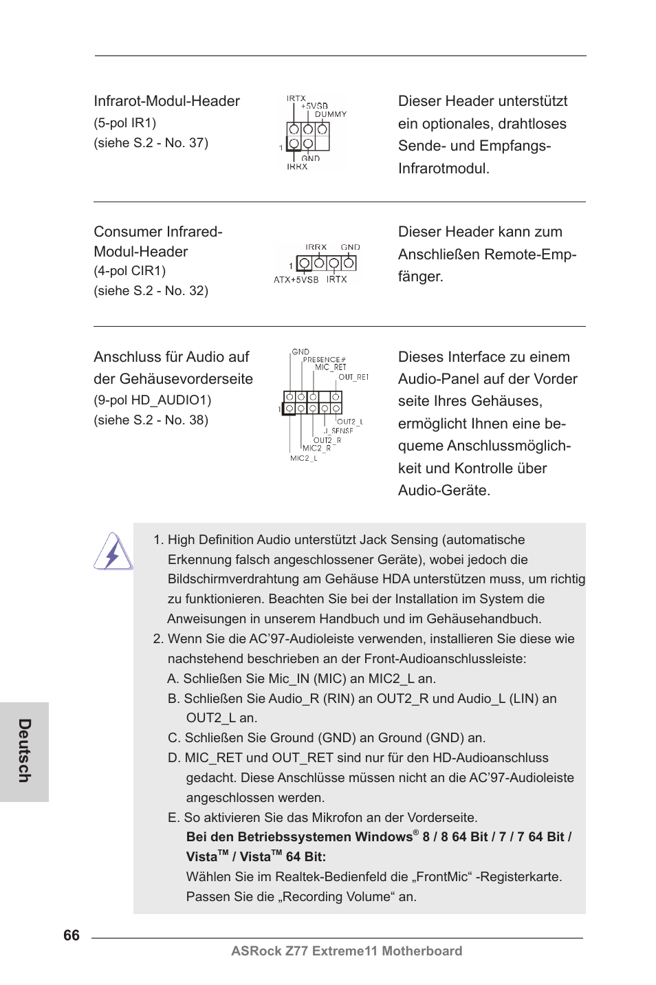 Deutsch | ASRock Z77 Extreme11 User Manual | Page 66 / 241