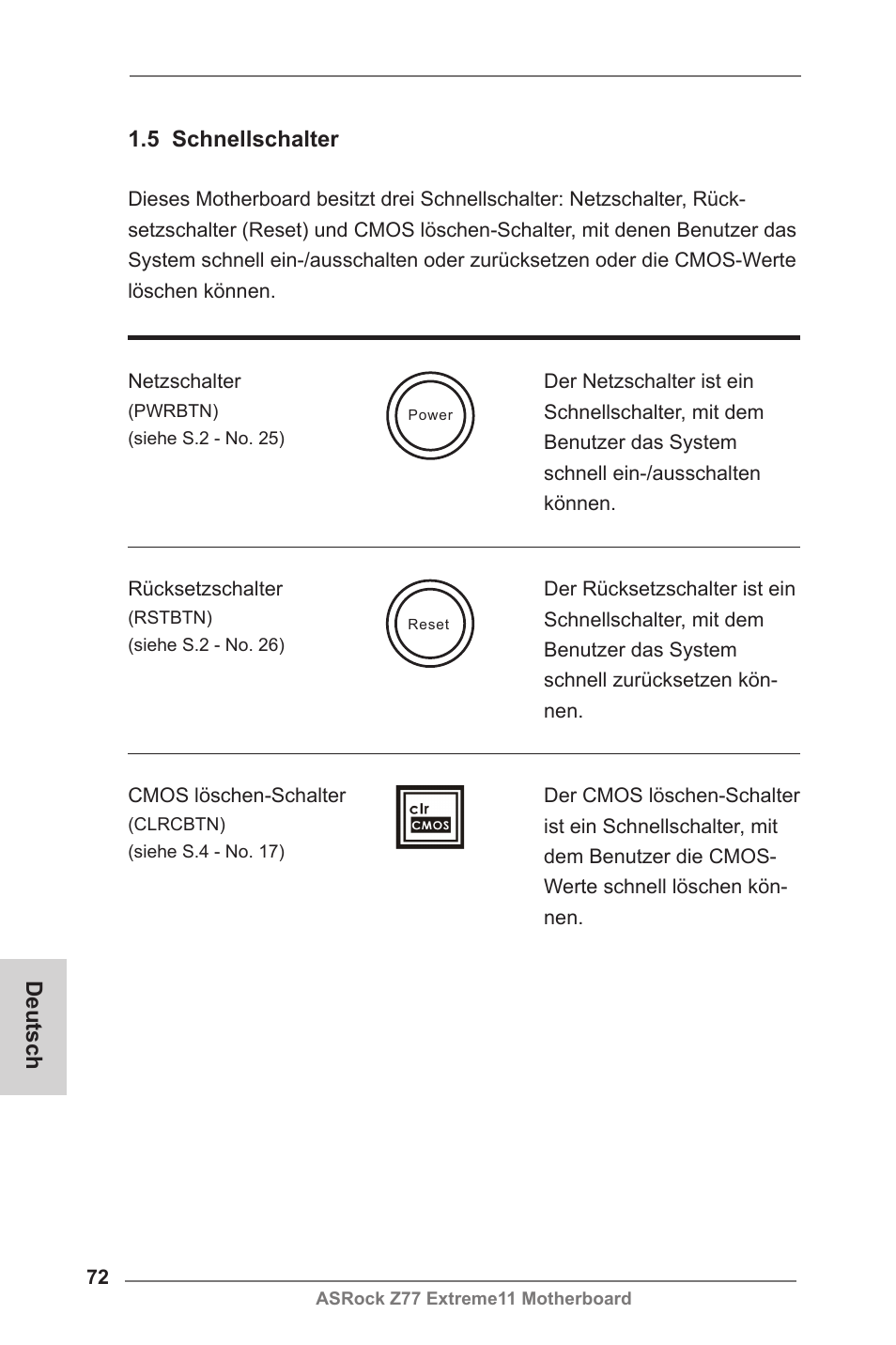 Deutsch, 5 schnellschalter | ASRock Z77 Extreme11 User Manual | Page 72 / 241