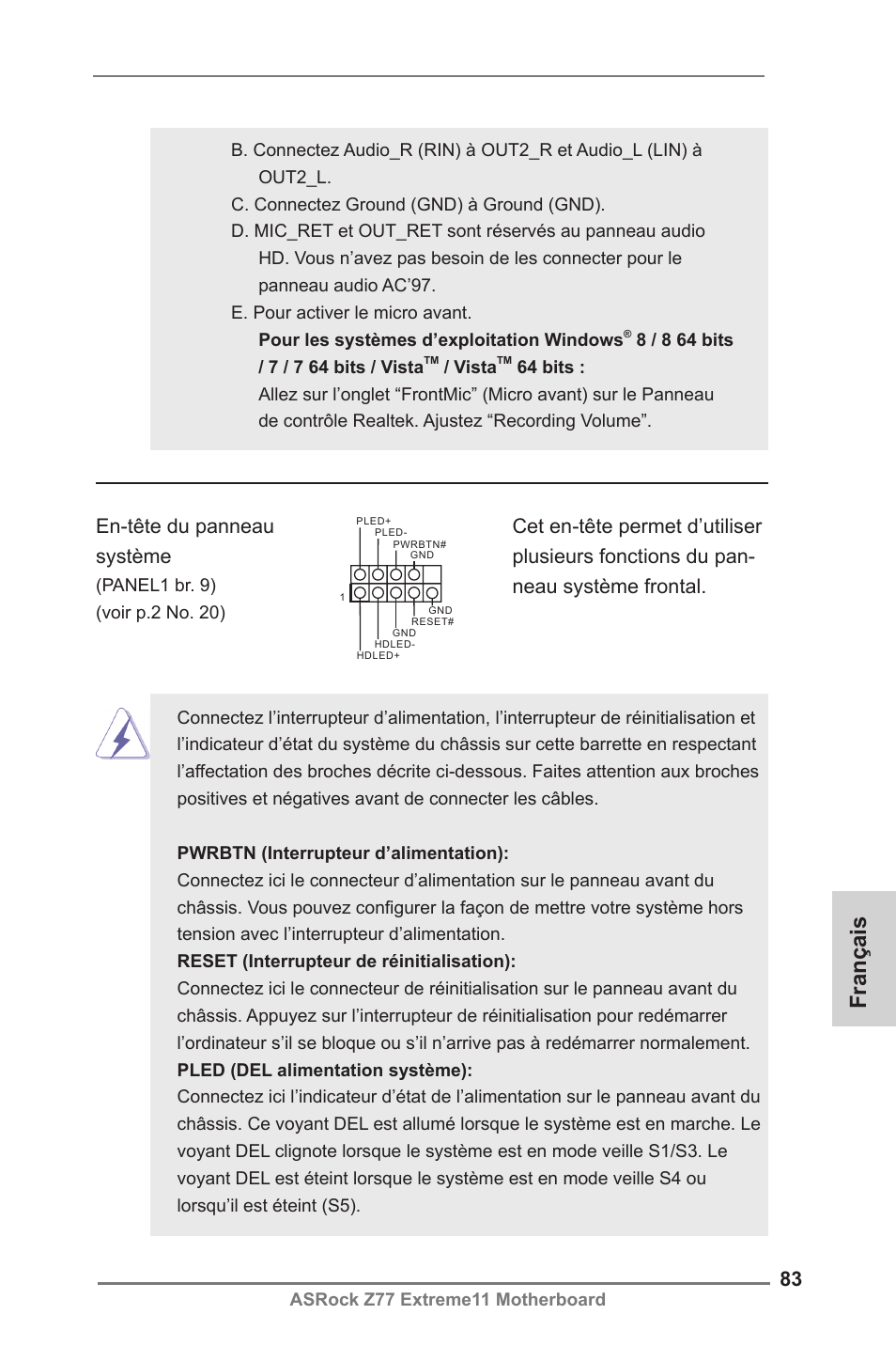 Français | ASRock Z77 Extreme11 User Manual | Page 83 / 241