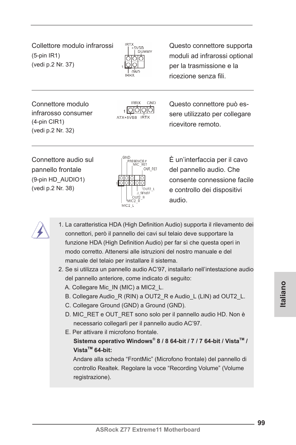 Italiano | ASRock Z77 Extreme11 User Manual | Page 99 / 241