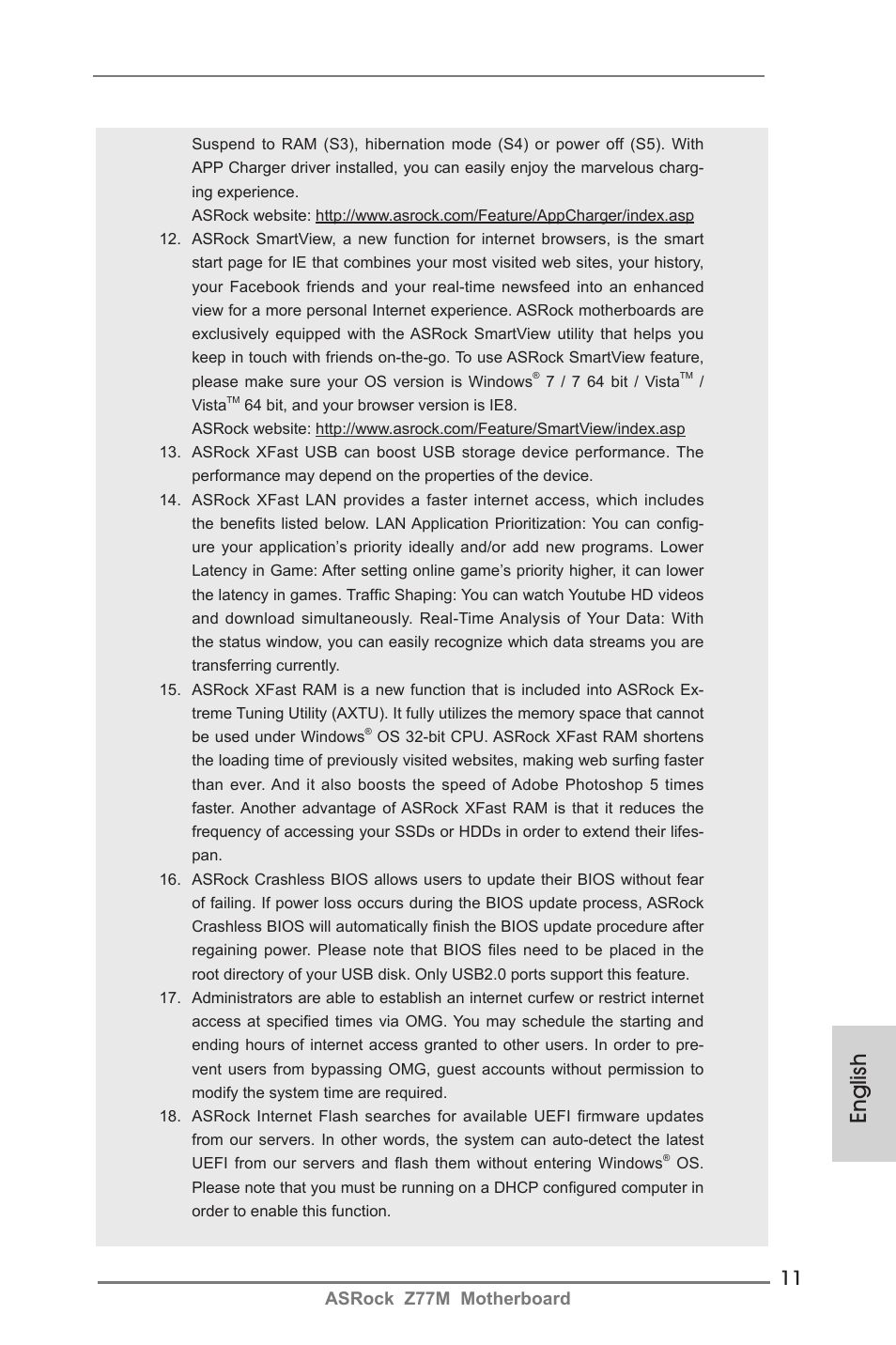 English, Asrock z77m motherboard | ASRock Z77M User Manual | Page 11 / 210