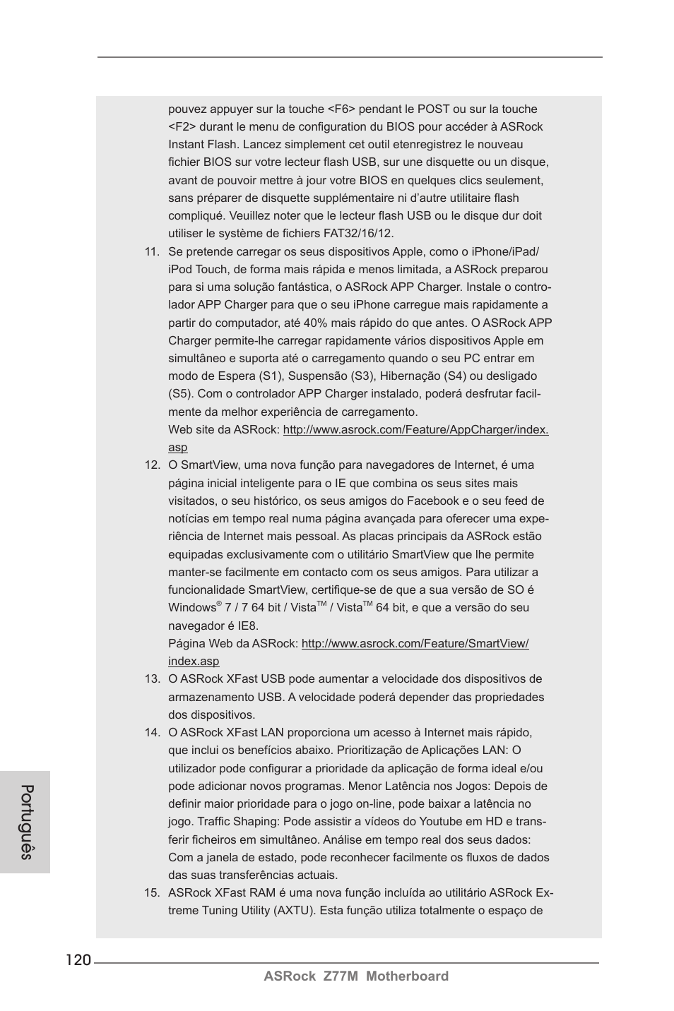 Por tuguês | ASRock Z77M User Manual | Page 120 / 210