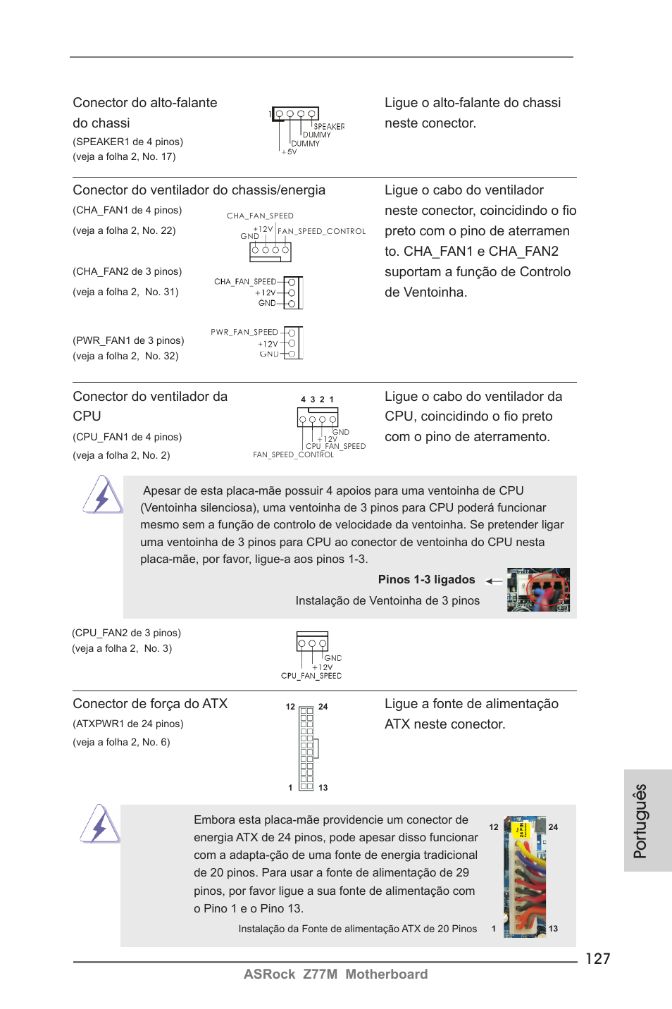 Por tuguês | ASRock Z77M User Manual | Page 127 / 210