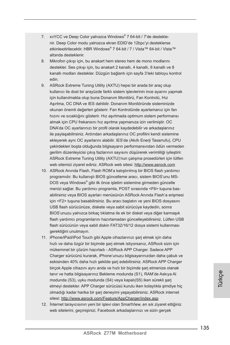 Türkçe | ASRock Z77M User Manual | Page 135 / 210