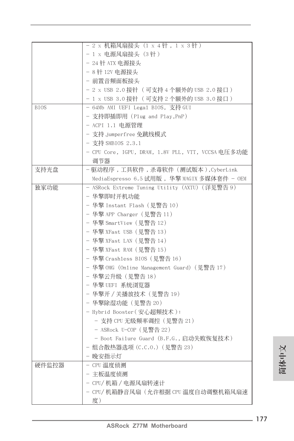 簡體中文 | ASRock Z77M User Manual | Page 177 / 210
