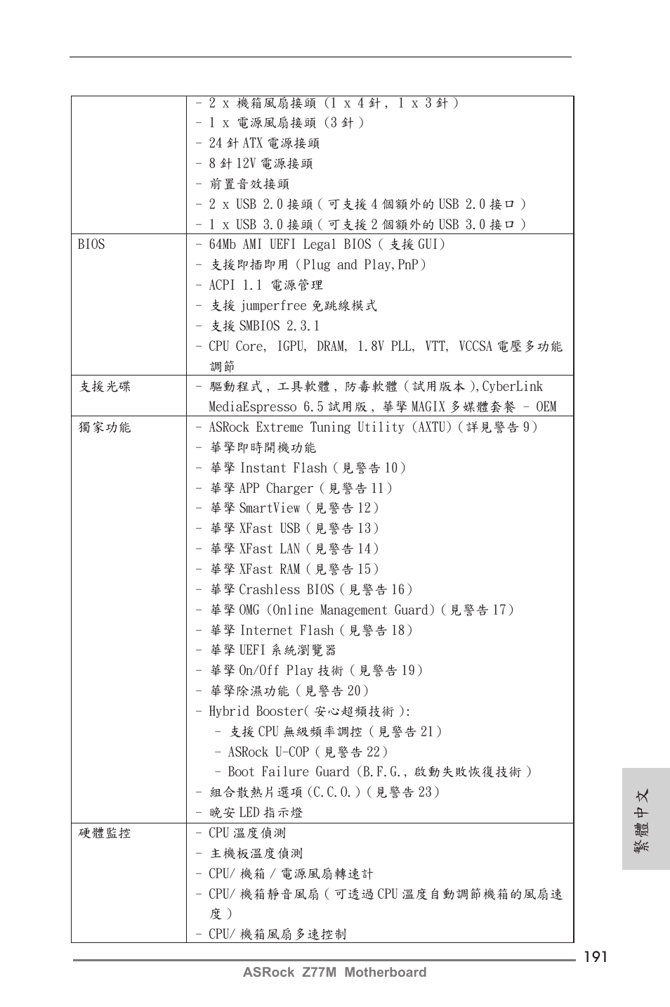 繁體中文 | ASRock Z77M User Manual | Page 191 / 210
