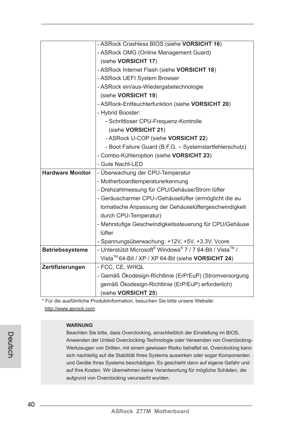 Deutsch | ASRock Z77M User Manual | Page 40 / 210