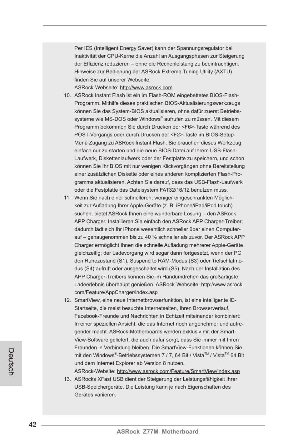Deutsch | ASRock Z77M User Manual | Page 42 / 210