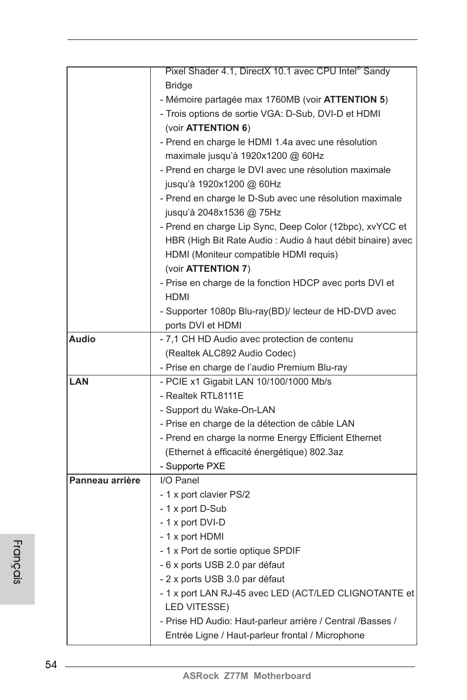 Français | ASRock Z77M User Manual | Page 54 / 210