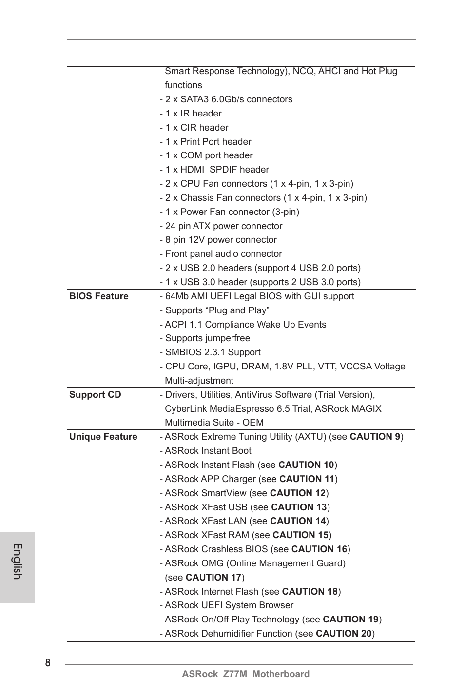 English | ASRock Z77M User Manual | Page 8 / 210