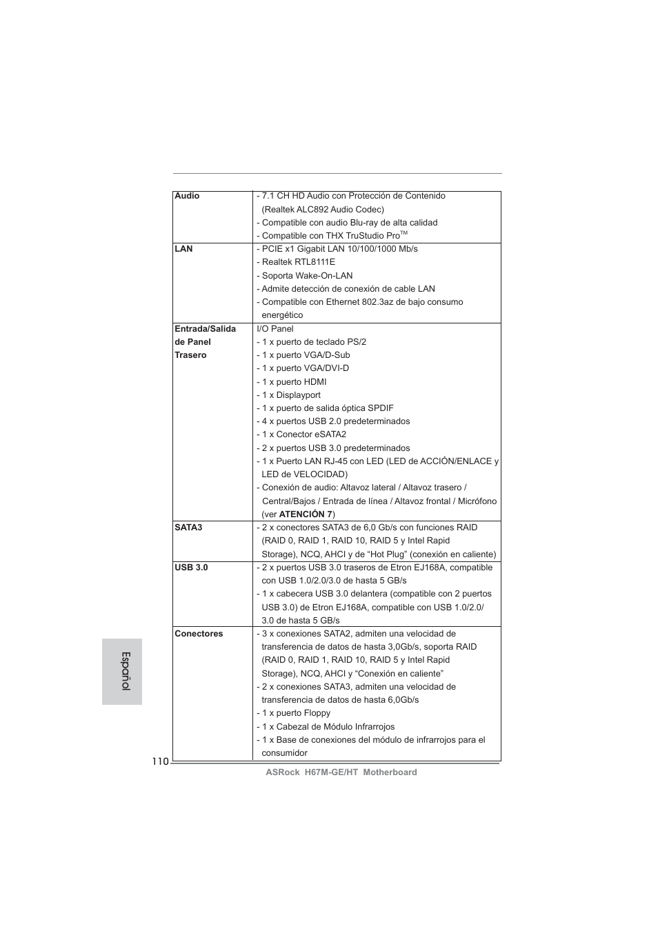 Español | ASRock H67M-GE__HT User Manual | Page 110 / 271