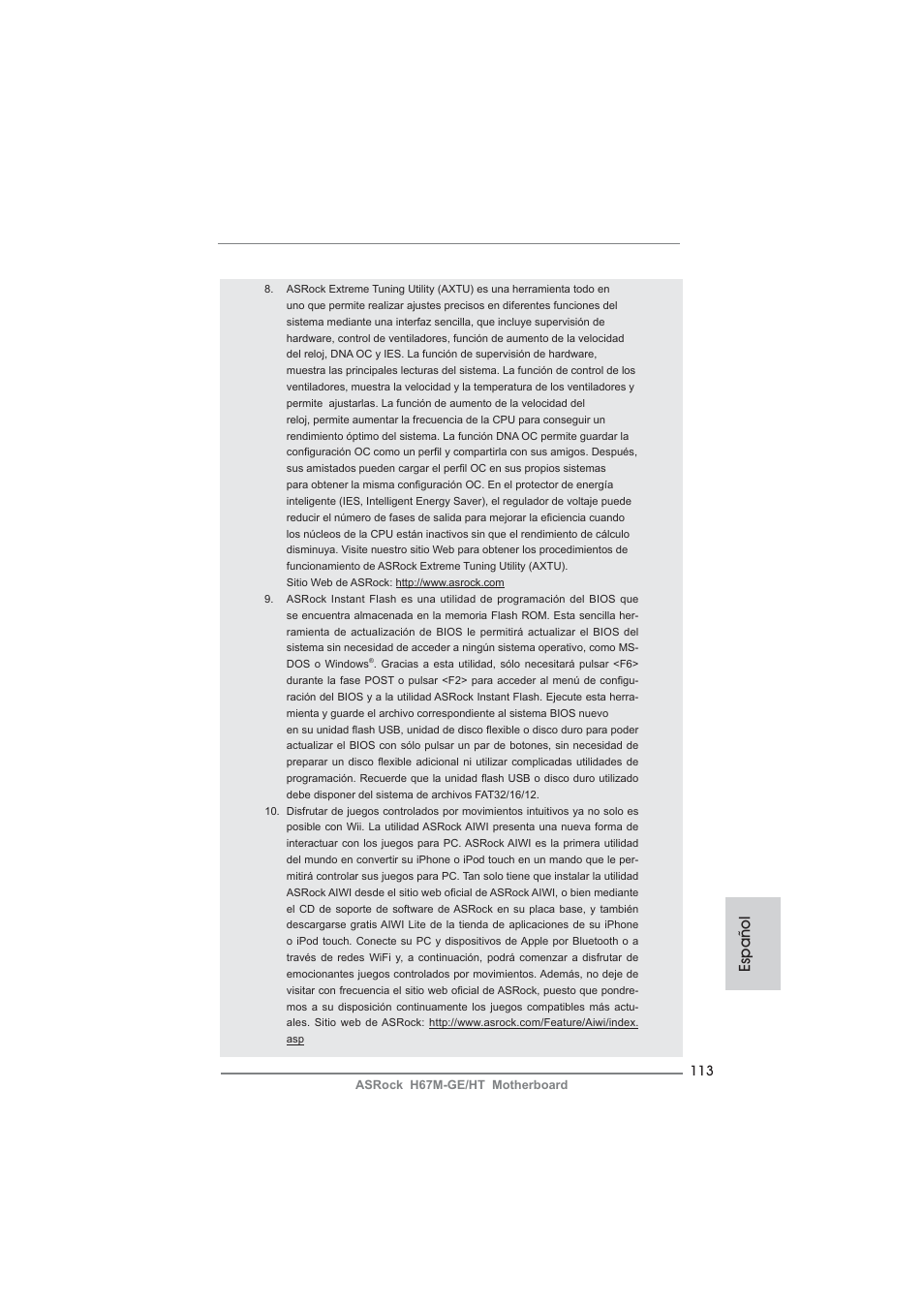 Español | ASRock H67M-GE__HT User Manual | Page 113 / 271