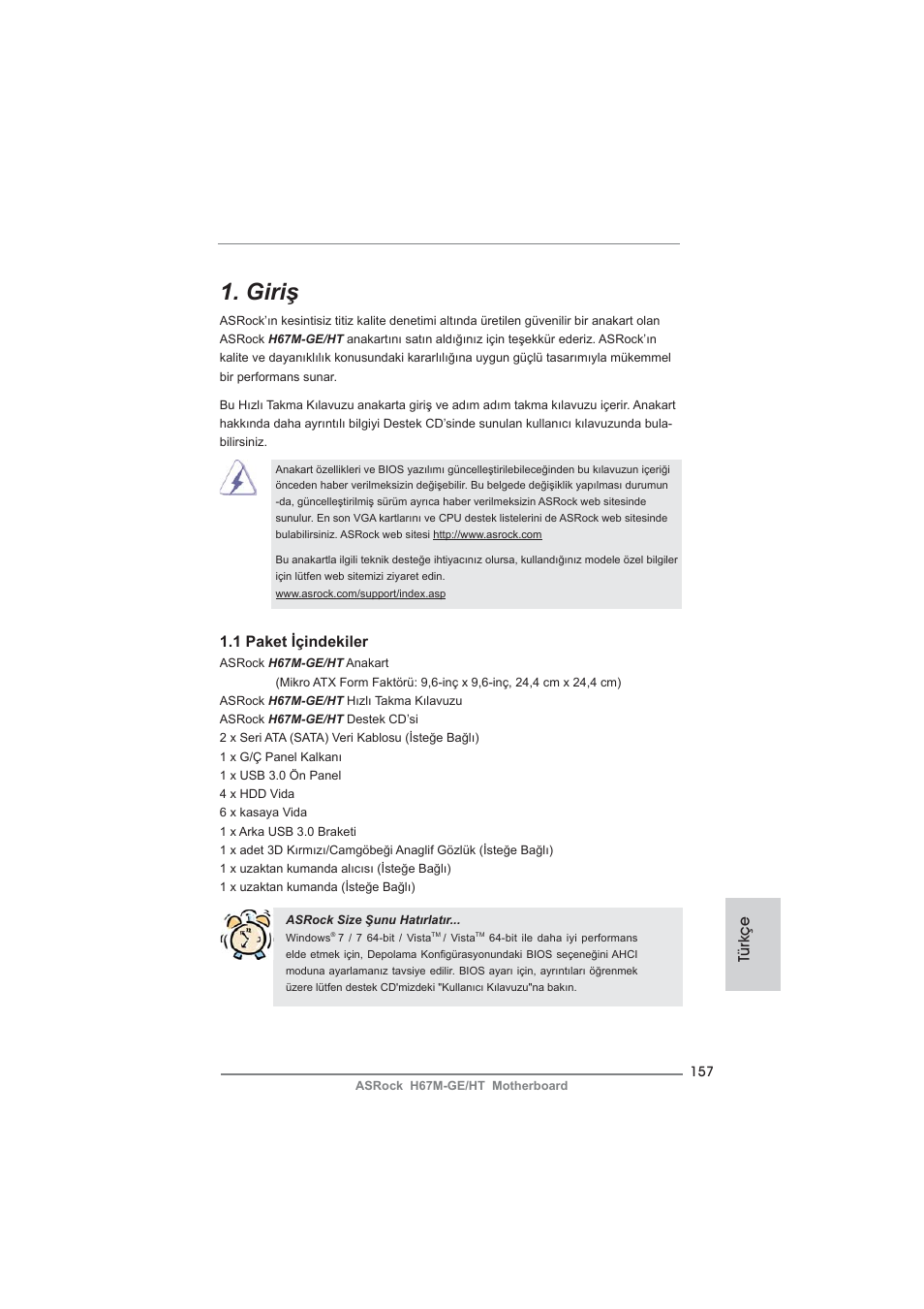 Turkish, Giriş | ASRock H67M-GE__HT User Manual | Page 157 / 271