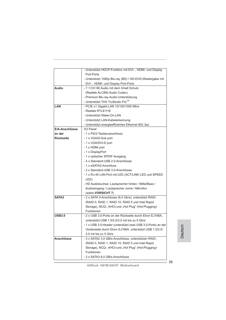 Deutsch | ASRock H67M-GE__HT User Manual | Page 35 / 271