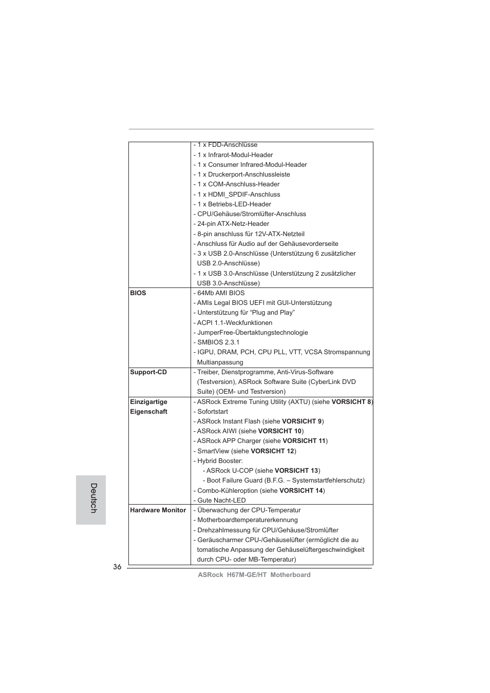 Deutsch | ASRock H67M-GE__HT User Manual | Page 36 / 271