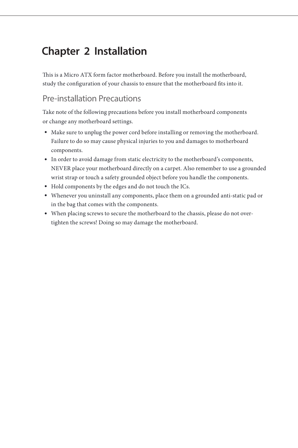 Chapter 2 installation, Pre-installation precautions | ASRock H81M User Manual | Page 16 / 163