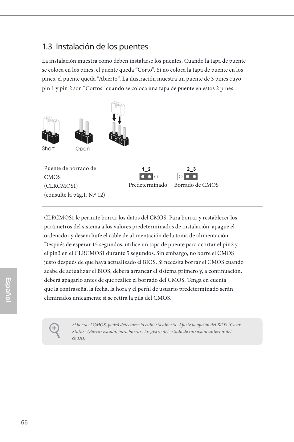 3 instalación de los puentes, Español | ASRock H81M User Manual | Page 68 / 163