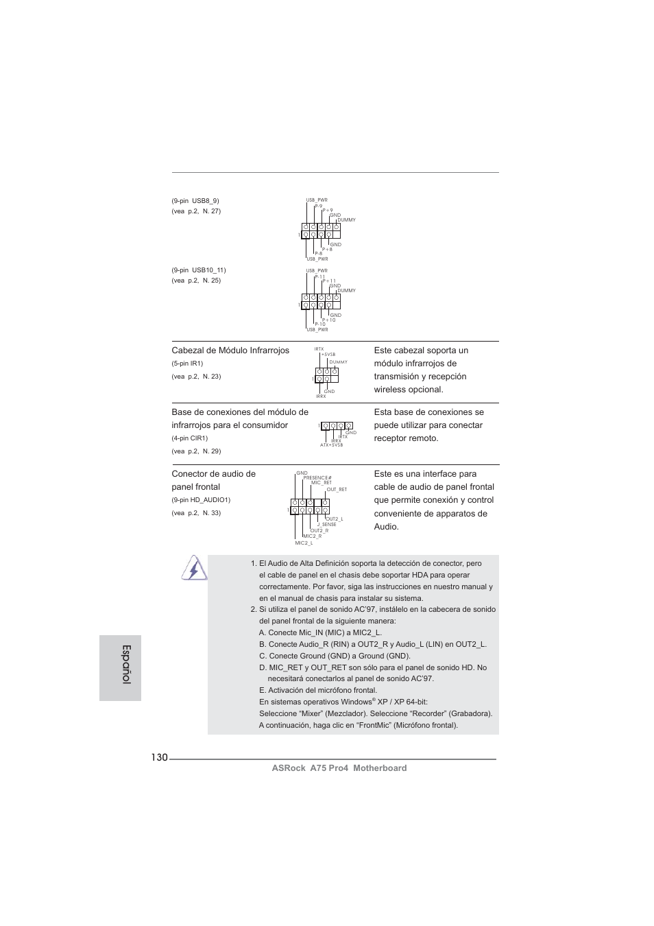 Español | ASRock A75 Pro4 User Manual | Page 130 / 282